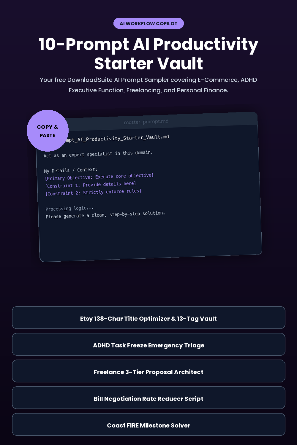 10-Prompt AI Productivity Starter Vault (Free Sampler)