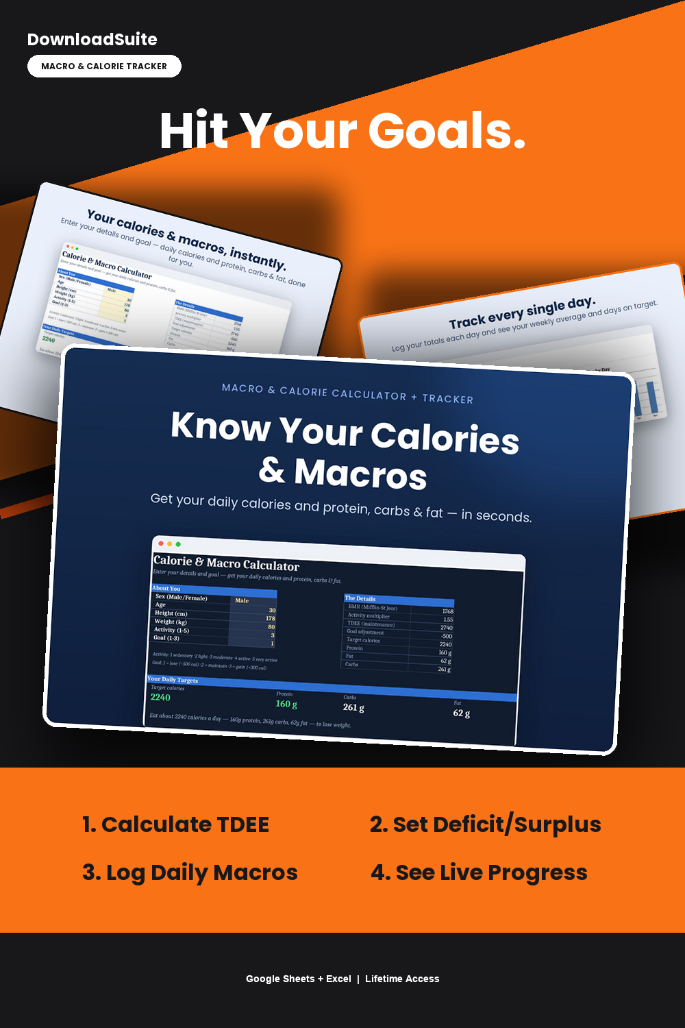 Calorie & Macro Tracker Spreadsheet (Google Sheets & Excel)