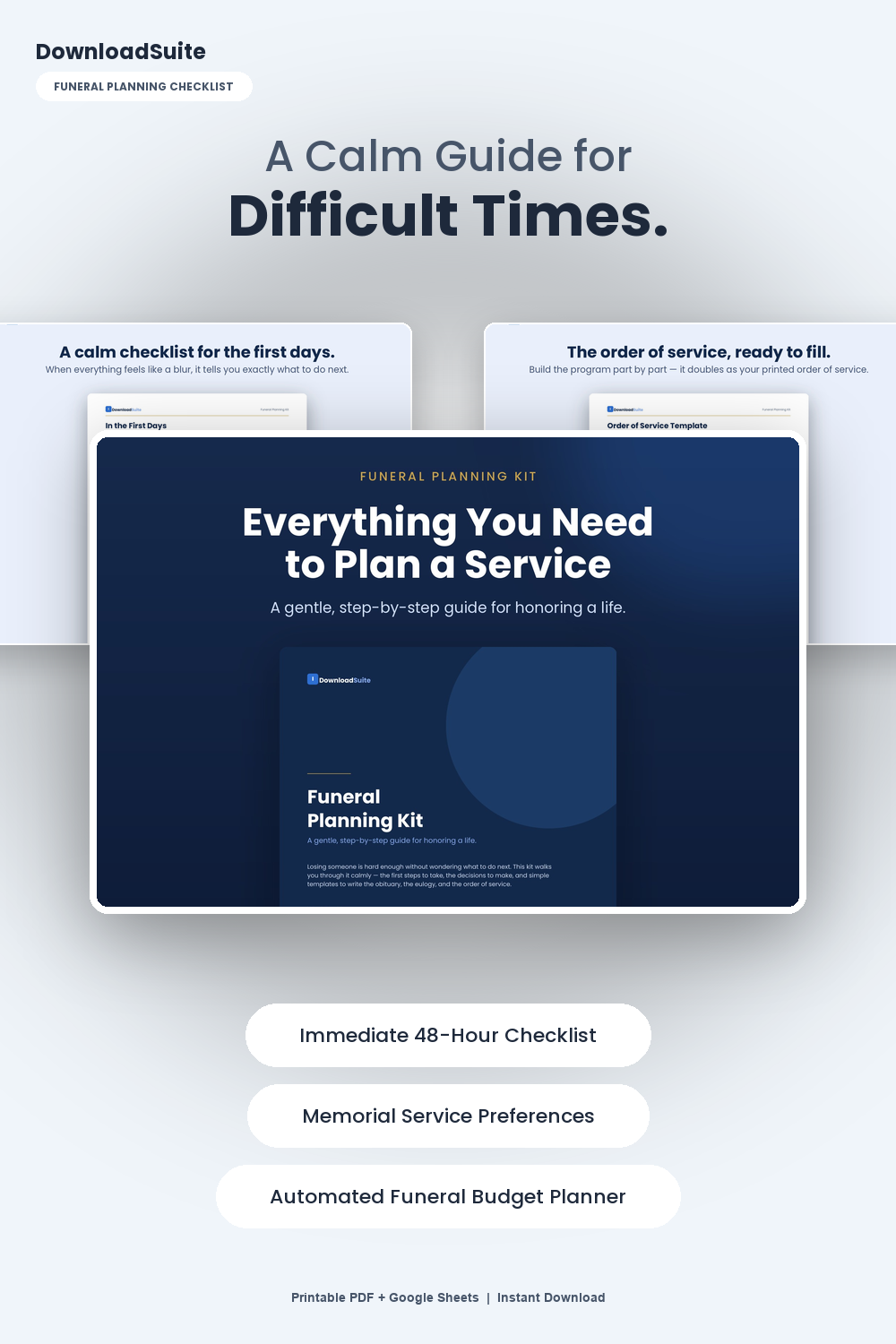 Funeral Planning Checklist & Memorial Budget Kit (Fillable PDF + Spreadsheet)