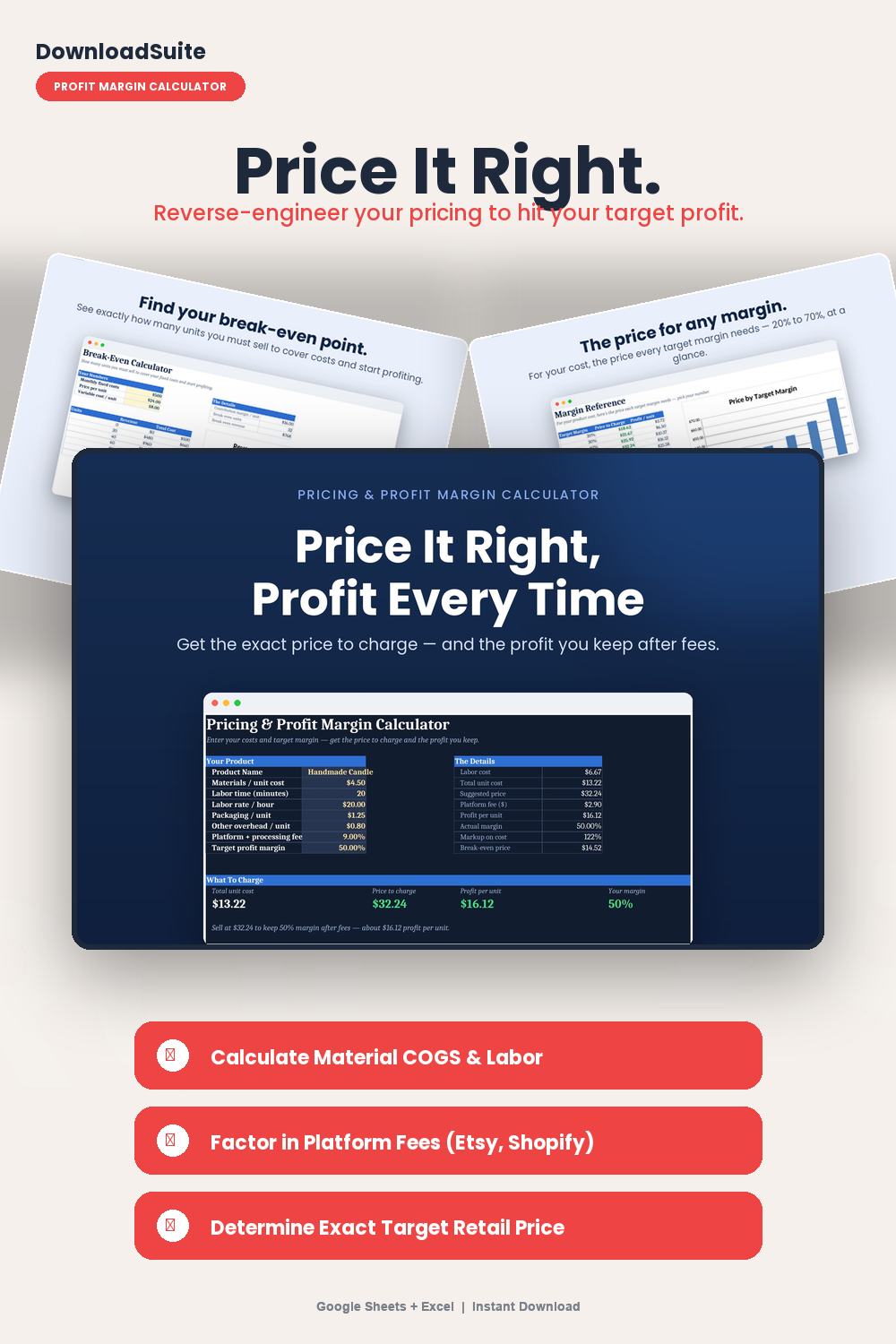 Profit Margin Calculator Spreadsheet (Google Sheets & Excel)