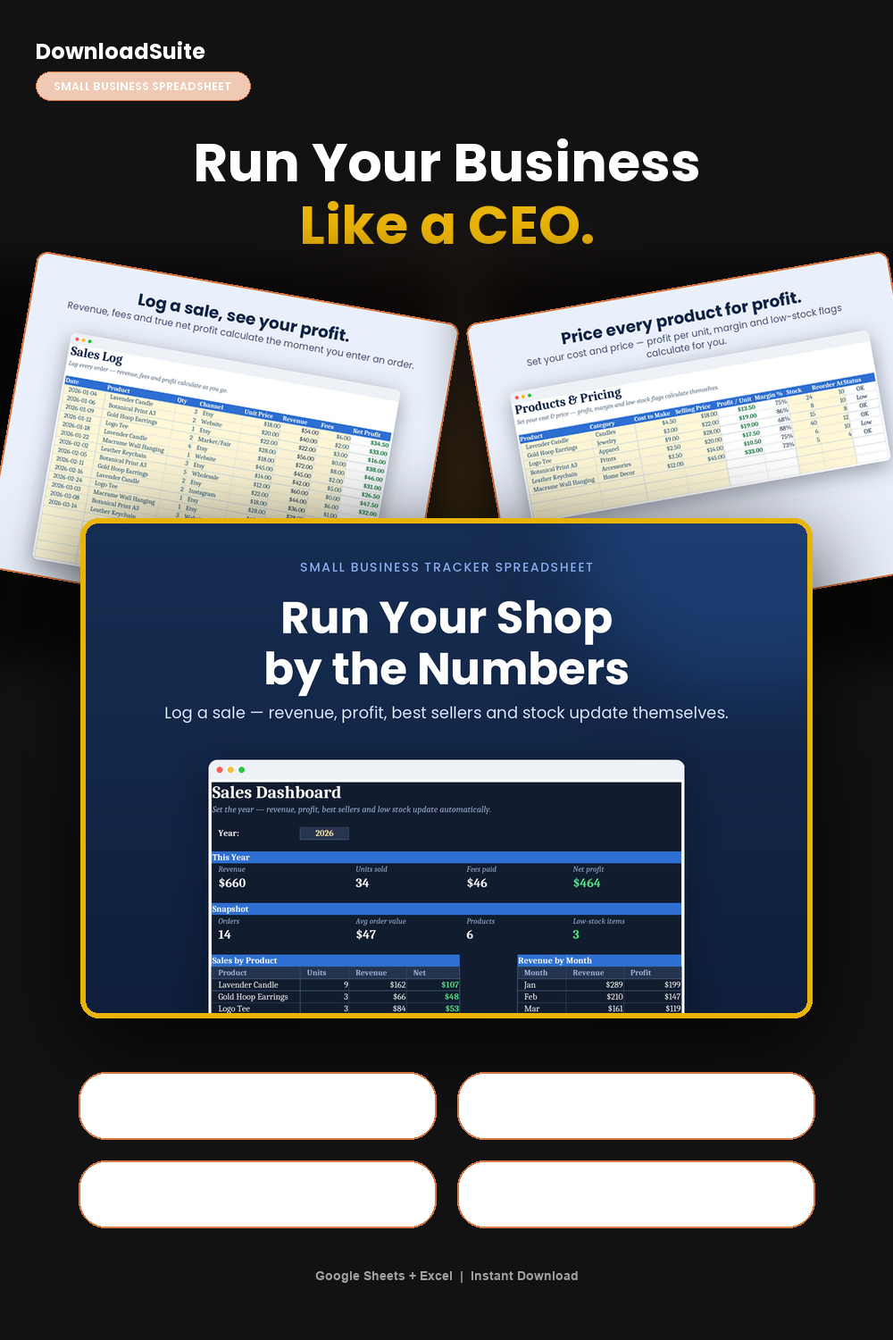 Small Business Starter Toolkit Spreadsheet (Google Sheets & Excel)